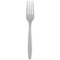 Creative Converting 010469B 7 1/8" Shimmering Silver Heavy Weight Plastic Fork - 50/Pack