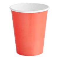 Creative Converting 563146B 9 oz. Coral Orange Poly Paper Hot / Cold Cup - 24/Pack