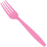 Creative Converting 011347B 7 1/8" Candy Pink Heavy Weight Plastic Fork - 24/Pack