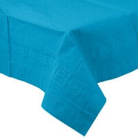 Creative Converting 713131 54" x 108" Turquoise Blue Tissue / Poly Table Cover