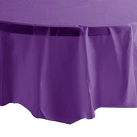 Creative Converting 318932 82" Amethyst Purple OctyRound Plastic Table Cover