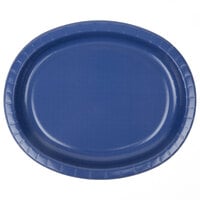Creative Converting 433278 12" x 10" Navy Blue Oval Paper Platter - 8/Pack