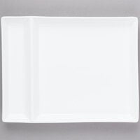 Libbey SL-900 Slate 9" x 7" Ultra Bright White 2-Compartment Porcelain Cocktail Plate - 24/Case