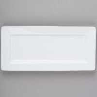 Libbey SL-21 Slate 11" x 5" Ultra Bright White Wide Rim Rectangular Porcelain Plate - 12/Case