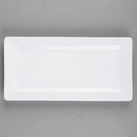 Libbey SL-23 Slate 12" x 6" Ultra Bright White Wide Rim Rectangular Porcelain Plate - 12/Case