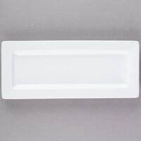 Libbey SL-24 Slate 10 1/2" x 4 3/8" Ultra Bright White Wide Rim Rectangular Porcelain Plate - 12/Case