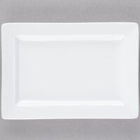 Libbey SL-20 Slate 8" x 5 5/8" Ultra Bright White Wide Rim Rectangular Porcelain Plate - 24/Case