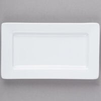 Libbey SL-33 Slate 7 1/2" x 4 1/4" Ultra Bright White Wide Rim Rectangular Porcelain Plate - 36/Case