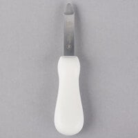 Mercer Culinary M33027 2 3/4" Stainless Steel New Haven Style Oyster Knife with White Textured Poly Handle