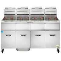 Vulcan 4VK65AF-1 PowerFry5 Natural Gas 260-280 lb. 4 Unit Floor Fryer System with Solid State Analog Controls and KleenScreen Filtration - 320,000 BTU