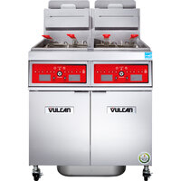 Vulcan 2VK85CF-1 PowerFry5 Natural Gas 170-180 lb. 2 Unit Floor Fryer System with Computer Controls and KleenScreen Filtration - 180,000 BTU