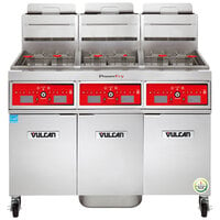 Vulcan 3TR45CF-1 PowerFry3 Natural Gas 135-150 lb. 3 Unit Floor Fryer System with Computer Controls and KleenScreen Filtration - 210,000 BTU