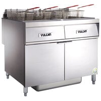 Vulcan 2ER85AF-2 170 lb. 2 Unit Electric Floor Fryer System with Analog Controls and KleenScreen Filtration - 480V, 3 Phase, 48 kW