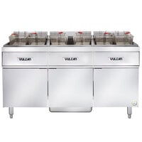 Vulcan 3ER85AF-2 255 lb. 3 Unit Electric Floor Fryer System with Analog Controls and KleenScreen Filtration - 480V, 3 Phase, 72 kW