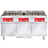 Vulcan 3ER85CF-2 255 lb. 3 Unit Electric Floor Fryer System with Computer Controls and KleenScreen Filtration - 480V, 3 Phase, 72 kW