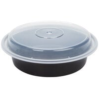 Pactiv Newspring NC723B 24 oz. Black 7" VERSAtainer Round Microwavable Container with Lid - 150/Case