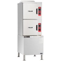 Vulcan C24GA10-BSC-LP 10 Pan Liquid Propane Floor Steamer with Cabinet Base and Basic Controls - 125,000 BTU