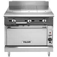 Vulcan V336HC-NAT V Series Natural Gas 3 Burner Heavy-Duty Range with 36" Hot Top and Convection Oven - 122,000 BTU