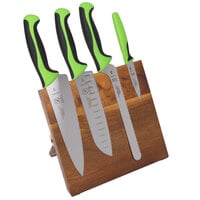Mercer Culinary M21982GR Millennia Colors® 5-Piece Acacia Magnetic Board and Green Handle Knife Set