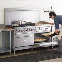 Cooking Performance Group S60-G24-N Natural Gas 6 Burner 60 inch Range with 24 inch Griddle and 2 Standard Ovens - 280,000 BTU