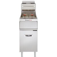 Vulcan VFRY18-NAT Natural Gas 45-50 lb. Floor Fryer with Solid State Analog Controls - 70,000 BTU