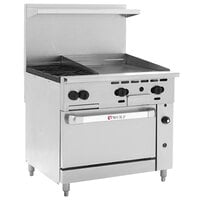 Wolf C36S-2B24GTN Challenger XL Series Natural Gas 36" Thermostatic Range with 2 Burners, 24" Right Side Griddle, and Standard Oven - 135,000 BTU
