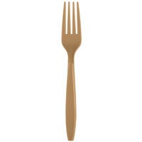Creative Converting 010473B 7 1/8" Glittering Gold Disposable Plastic Fork - 50/Pack