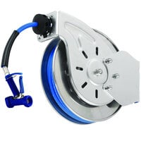 T&amp;S Stainless Steel Open Hose Reel with Hose and Front Trigger Water Gun - 9/16" Flow Orifice