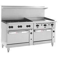 Wolf C72SS-6B36GP Challenger XL Series Liquid Propane 72" Manual Range with 6 Burners, 36" Right Side Griddle, and 2 Standard Ovens - 310,000 BTU