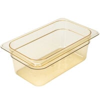 Cambro 44HP150 H-Pan™ 1/4 Size Amber High Heat Plastic Food Pan - 4" Deep