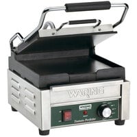 Waring WFG150 Tostato Perfetto Smooth Top & Bottom Panini Sandwich Grill - 9 3/4" x 9 1/4" Cooking Surface - 120V, 1800W