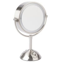Conair BE103WH 8 1/2" Satin Nickel Freestanding Lighted Vanity Mirror with 4 Setting Dial