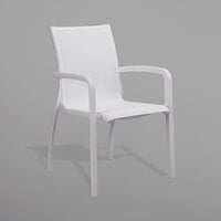 Grosfillex XA645096 / US645096 Sunset White Resin Stacking Sling Arm Chair with Glacier White Frame - 16/Case