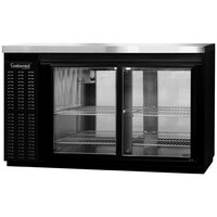 Continental Refrigerator BB59SNSGDPT 59" Black Shallow Depth Pass-Through Sliding Glass Door Back Bar Refrigerator