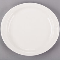 Libbey 950038191 Cascade 10 7/8" x 9 7/8" Ivory (American White) Oval Medium Rim Flint Porcelain Great Plate - 12/Case