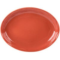 Libbey 903034001 Cantina 13 5/8" Cayenne Carved Porcelain Oval Platter - 6/Case