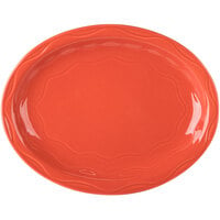 Libbey 903034615 Cantina 9 5/8" Cayenne Carved Porcelain Oval Platter - 12/Case
