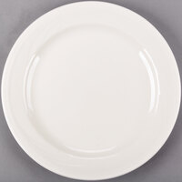 Libbey 950038311 Cascade 9 3/4" Ivory (American White) Round Medium Rim Flint Porcelain Plate - 12/Case