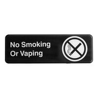Tablecraft 394564 No Smoking or Vaping Sign - Black and White, 9" x 3"