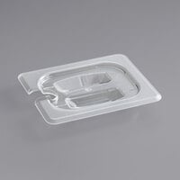 Cambro 80CWCHN135 Camwear 1/8 Size Clear Polycarbonate Handled Lid with Spoon Notch