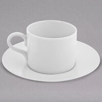 10 Strawberry Street RW0428 Royal White 4 oz. White Round Porcelain Demi Can Cup with Saucer - 24/Case