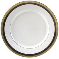 10 Strawberry Street SAH-1BK Sahara 10 3/4" Black and Gold Porcelain Dinner Plate - 24/Case