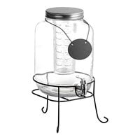 Acopa 2 Gallon Mason Jar Glass Beverage Dispenser with Infusion Chamber, Chalkboard Sign, and Black Stand