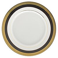 10 Strawberry Street SAH-5BK Sahara 7" Black and Gold Porcelain Bread and Butter Plate - 24/Case