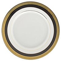 10 Strawberry Street SAH-4BK Sahara 8" Black and Gold Porcelain Salad / Dessert Plate - 24/Case