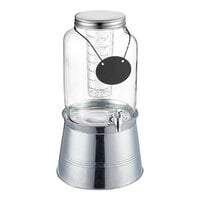 Acopa 2 Gallon Mason Jar Glass Beverage Dispenser with Infusion Chamber, Chalkboard Sign, and Metal Stand