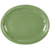 Libbey 903035008 Cantina 11 5/8" x 9 1/4" Sage Carved Oval Porcelain Platter - 12/Case