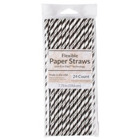 Creative Converting 051159 7 3/4" Jumbo Black Velvet / White Stripe Paper Straw - 144/Case