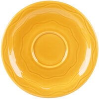 Libbey 903033201 Cantina 6 1/4" Saffron Carved Porcelain Saucer - 12/Case