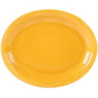 Libbey 903033008 Cantina 11 5/8" x 9 1/4" Saffron Carved Oval Porcelain Platter - 12/Case